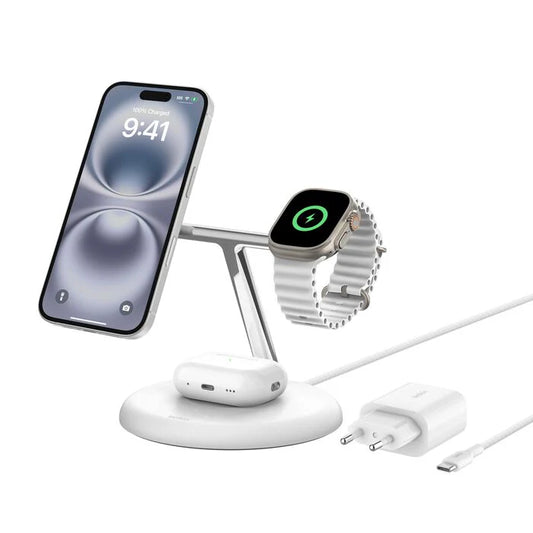 Belkin BoostCharge Pro 3-i-1 Trådløst Qi2 Ladestativ