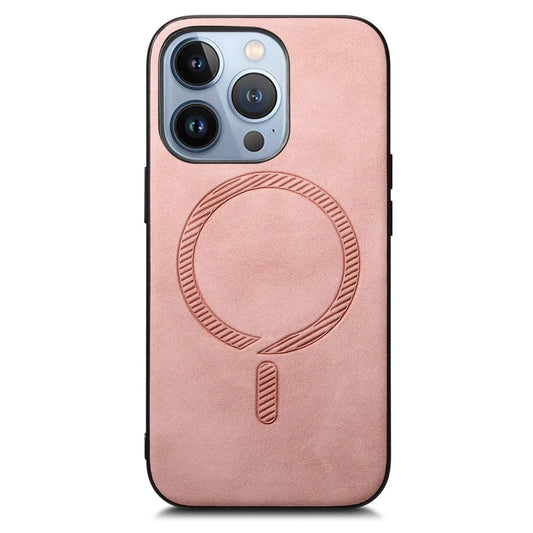 IPHONE 16 PRO/MAX LÆDERBELAGT PLASTIK COVER - MAGSAFE KOMPATIBEL - LYSERØD