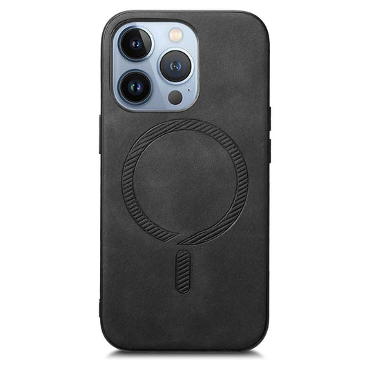 IPHONE 16 PRO/MAX LÆDERBELAGT PLASTIK COVER - MAGSAFE KOMPATIBEL - SORT